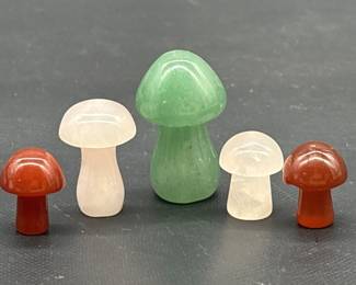 Polished Stone Mushroom Figurines