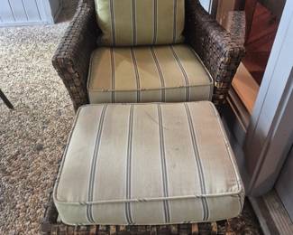 Woven leather chair and ottoman