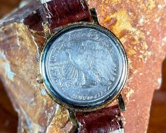 Proceeds from this lot will be donated to non-profit Salem Dogs in Marion County, Oregon. This lot features a vintage custom quartz watch featuring a Walking Liberty half-dollar on a genuine leather band. Appears to need a new battery to work. Salem Dogs focus is on helping special needs dogs when their people experience extreme circumstances. Owner death, hospice, and nursing/assisted living situations are some examples that trigger the need for a new home. In addition, some people find themselves unable to afford medical bills and opt to have their dog euthanized. In those cases, Salem Dogs is often contacted and has either taken in the dog or helped the owner financially. While most of their work is in the Salem, Oregon area, this charity has helped dogs in multiple areas around North America.
