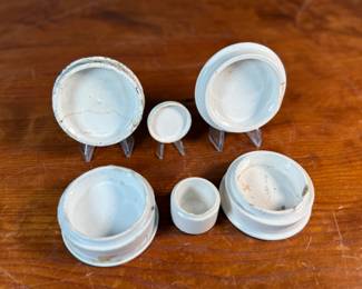 This lot features three (3) Victorian toothpaste ceramic pots & lids, circa 1800s. Made in England, included you’ll find "Cherry Toothpaste" by John Cosnell & Co, "Oriental Toothpaste" by Jewsbury & Brown, and a rare Edwardian ironstone ointment pot.
