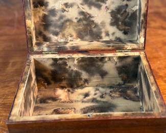 This lot features a stunning antique wooden box in good overall condition that measures, 4.75” H x 8” W x 6” D.
