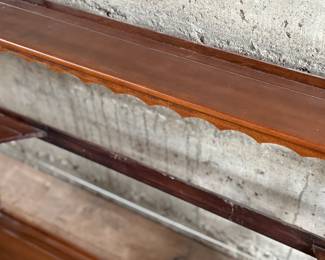 This lot features a Victorian three-tier wall shelf that measures, 25.5” H x 32” W x 6.5” D.
