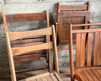This lot features a set of four (4) vintage & antique teak folding chairs in various conditions.
