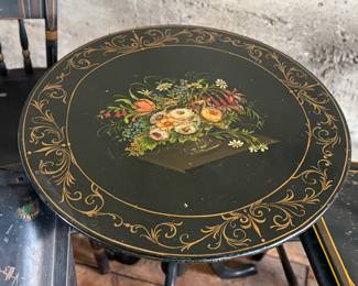 This lot features a collection of Victorian-era items including two chairs, a small table, and a coal scuttle with tools.
