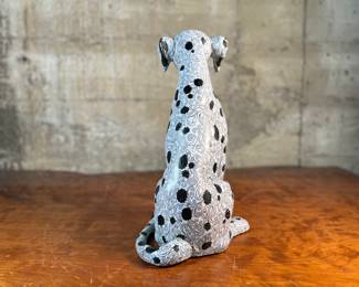 This lot features a stunning antique Chinese cloisonné sculpture of a Dalmatian dog. The tail is barely holding on as shown in photos, but is complete and a stunning sculpture. This Dalmatian measures, 14.5” H x 7” W x 9.5” D.
