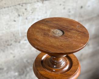 This lot features a Victorian carved mahogany torchere in excellent condition and measures, 37.25” H x 10” W x 10” D.
