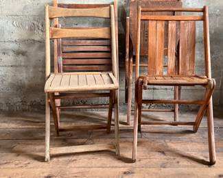 This lot features a set of four (4) vintage & antique teak folding chairs in various conditions.
