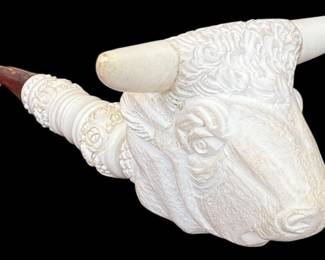 HandCarved Meerschaum Bull Head Pipe 