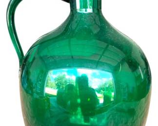 Emerald Green Blown Glass Jug, 8 