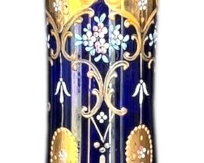 Bohemian Cobalt Gold Enamel Vase 