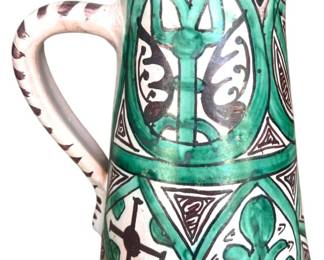 Signed Punter Spanish Majolica Pitcher 