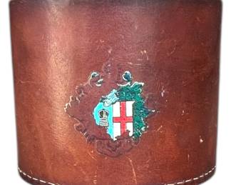 Vintage Leather Tobacco Pot w Crest 