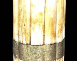 Vintage Carved Bone Brass Stag Column 