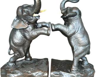 Bronze Elephant Bookends Pair 