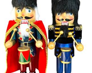 Pair 14 Wooden Drummer Nutcrackers 