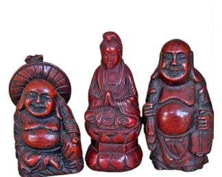 Mini Rosewood Buddha Guanyin Trio 