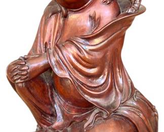 HandCarved Laughing Buddha with Toad 