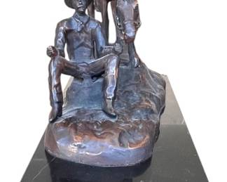 Western Cowboy Horse Bronze Sculpture 