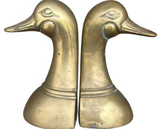Vintage Leonard Brass Duck Head Bookends 