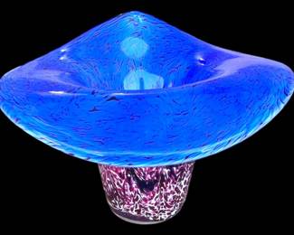 CobaltCranberry Handblown Art Glass Bowl 