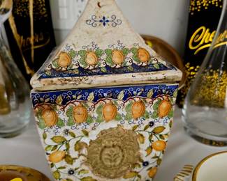 Antique, Provencal urn, lemon and flower design