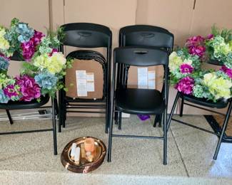 Folding chairs, black, wreath, floral, wall hanging