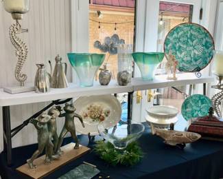 Frog, decor, Holiday, serving dishes, vases, teal, crystal