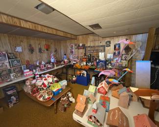 A basement full of hidden treasures, collectible GEMMY, handmade top quality birdhouses, LEMAX and more!!