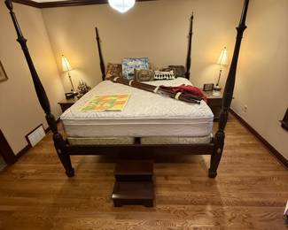 King side antique bed and side tables