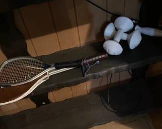 tennis racket and racket ball paddle
