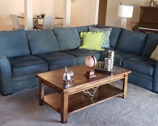 Sectional Sofa, Solid Wood End Tables & Coffee Table