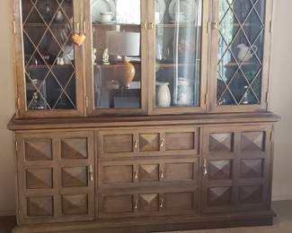Solid Wood China Hutch w/ Glass Doors