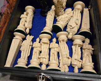 Many chess sets
