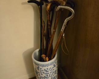 Many walking sticks/canes