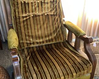 MCM crushed avocado velvet striped chair 