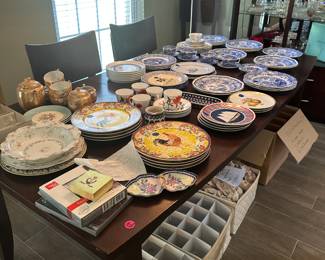 FLOW BLUE DISHES , SPODE , PIER ONE, WATERFORD ,LUSRE WARE, POLISH POTTERY,BLUE AND WHITE GALORE 