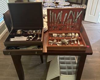 Silver flatware several sets and single serving pieces 