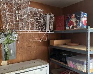 Christmas trees ,ornaments,lawn decor ,wrapping paper ,ribbon