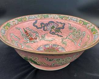 Fantastic Vintage Asian Decorative 13” Bowl * Made In MACAU
