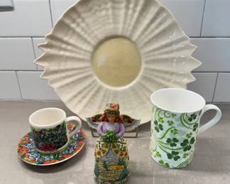 Exquisite Beleek Ireland Plate * Jim Shore Irish Angel; Irish Mug 