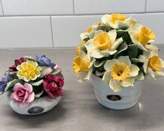 2~ Vintage AYNSLEY Fine Bone China Flowers * Hand painted Made In Italy