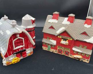 2~ Snow Village Dept.56 Retired Vintage Barns * Red Barn 1987