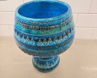 Gorgeous 10” Turquoise Artisan-Made Footed Vase * Signed
