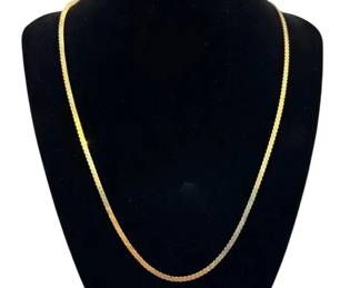 14K Italy Yellow Gold 9.42g Flat Serpentine Chain Necklace