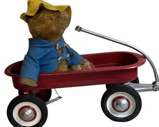 Red Metal Wagon With Paddington Bear