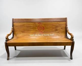 1940s red goose showroom bench
