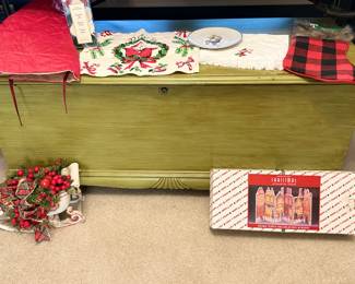 Painted Cedar Chest & Christmas Items
