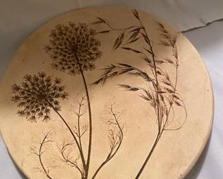 Botanical print clay plate. 