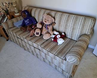 Stearns & Foster sleeper sofa & stuffed bears