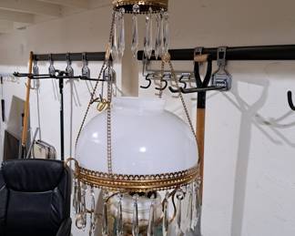 Antique hanging lamp, ( shade chipped)